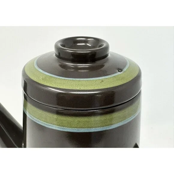 1970s MIKASA MAJORCA INTAGLIO COFFEE TEA POT w/LID 7501 Brown Stoneware Japan - Picture 12 of 12
